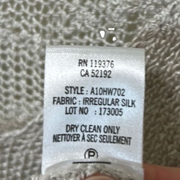 Helmut Lang, Silk Knit, Crochet V-Neck Sweater, Relaxed Fit Size L, Gray / Cream - Picture 13 of 13